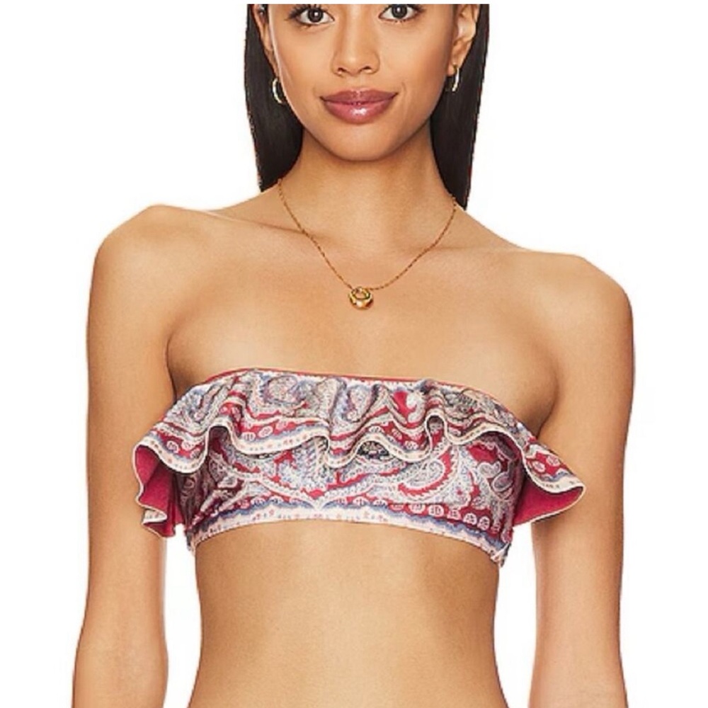 Zimmermann Bandeau Bikini Paisley Print Swimsuit Top